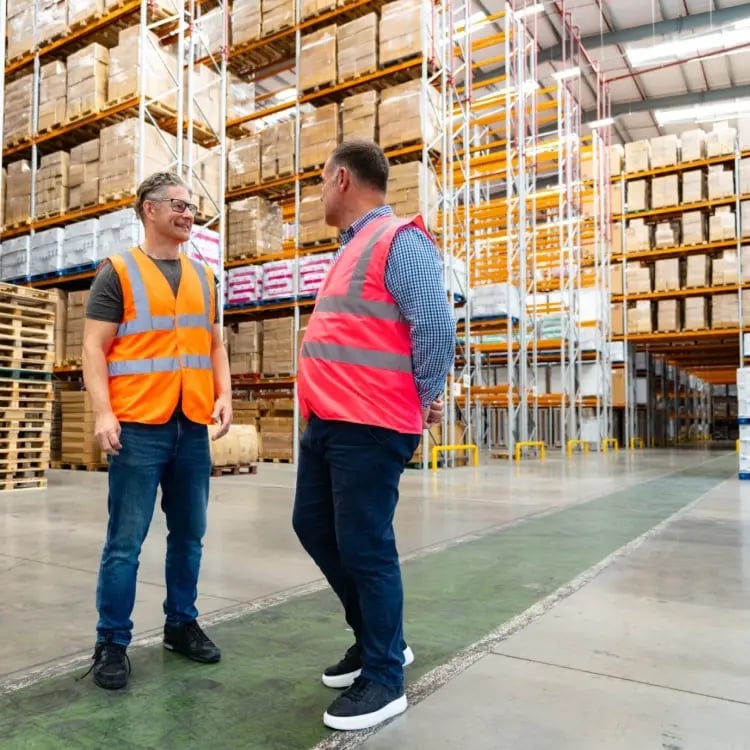 Bild eines Gesprächs mit unserem Lagerpartner im Irlam Warehouse