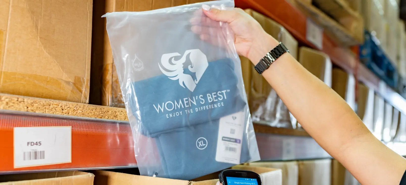 image of womens best product being picked in the warehouse